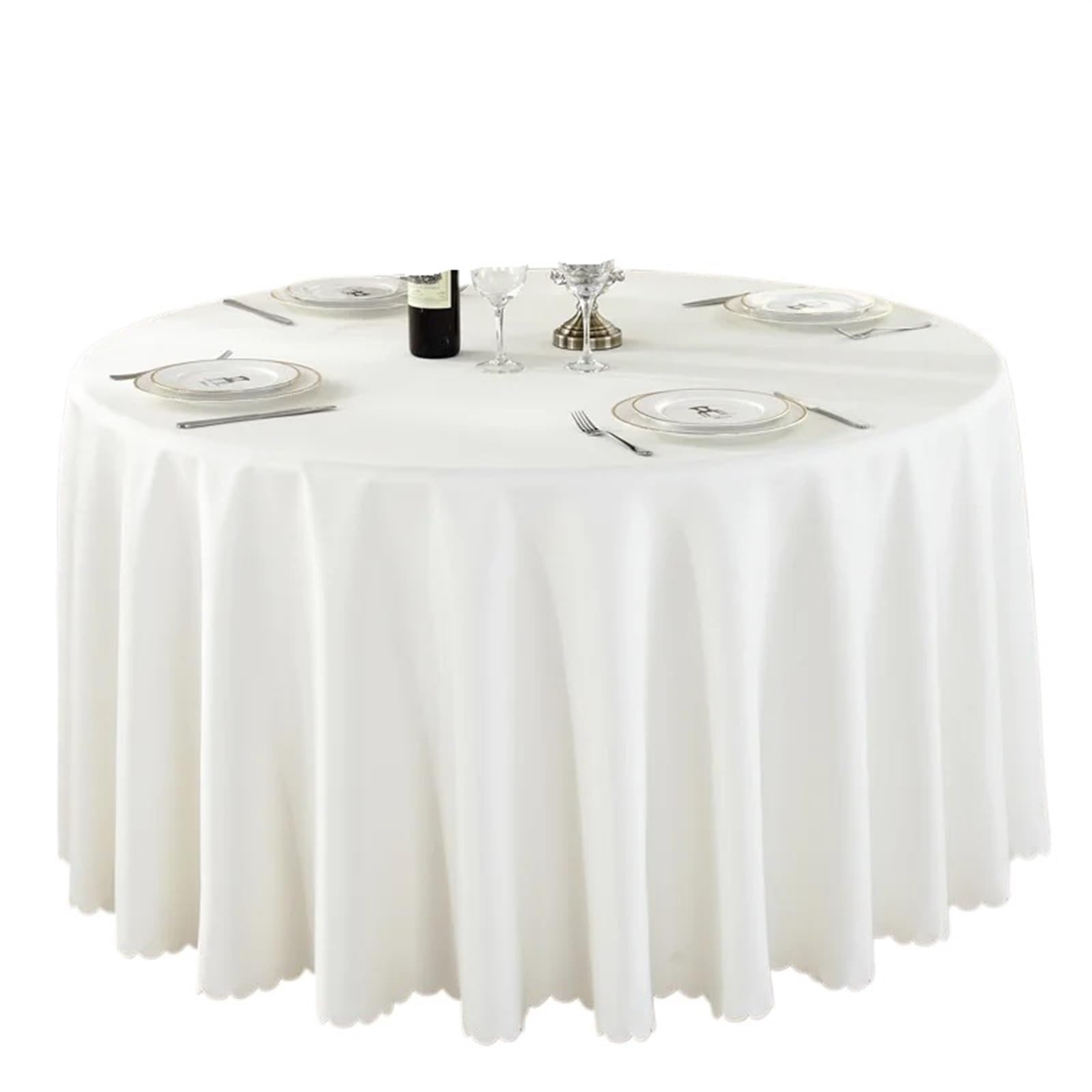 Nappe ronde beige de 300cm idéale pour sublimer vos banquets et grands dîners de fête