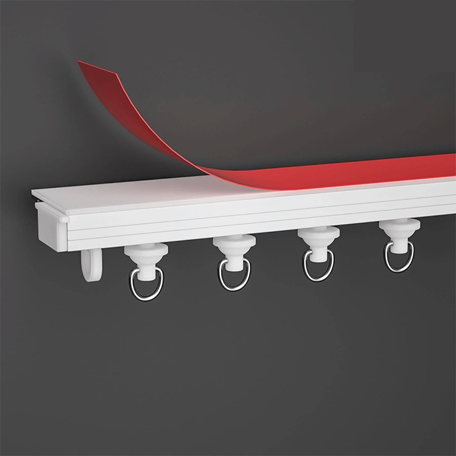 Adhesivo para riel de cortina para techo o pared, barra de cortina autoadhesiva para una instalación de acabado suave, solución de riel de cortina fácil de usar, 360 cm