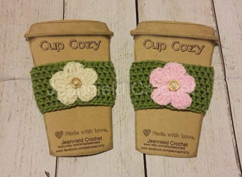 Hand-Crafted Floral Coffee Cup Cozy and Mason Jar Sleeve – Eco-Friendly Crochet Holder - Image 3