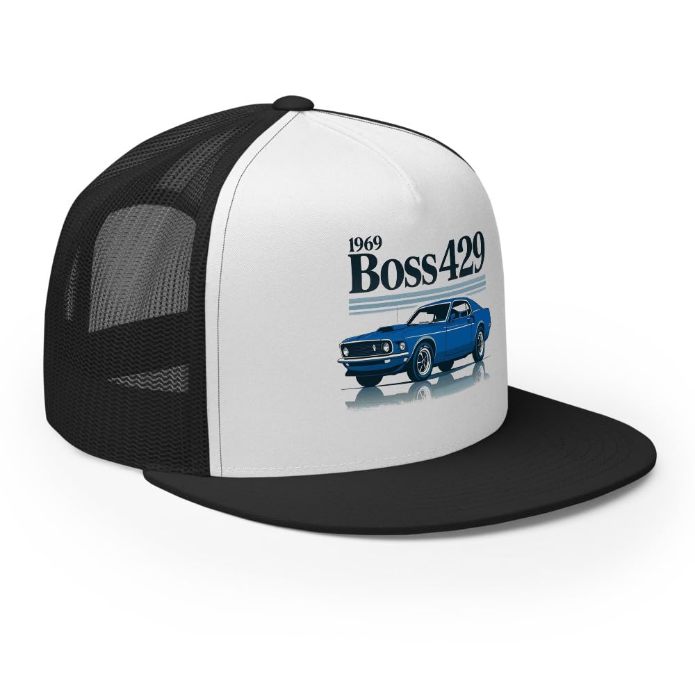 Czapka z daszkiem 1969 Boss 429 – niebieska czapka z siateczką z tyłu samochodu