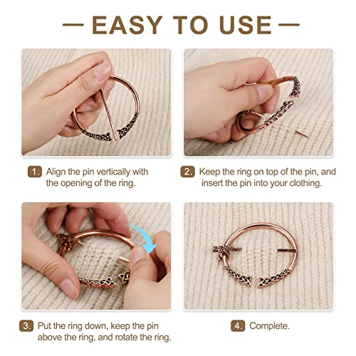 Image of uxcell Vintage Brooch Cloak Pin, Penannular Brooch Cloak Clasp Scarf Pin Shawl Pin Cardigan Brooch Buckle for Women Men Costume Accessory