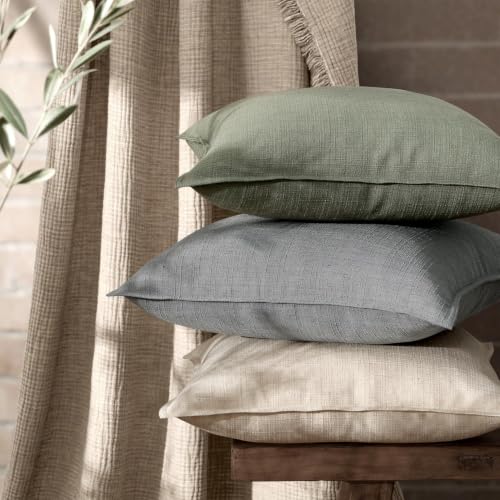 Image of MIULEE Euro Sham Pillow Covers for Bed 24x24, 2 Pack Grey Thick & Textured Decorative Throw Pillow Covers, Neutral Linen Cushion Cases, Modern Farmhouse Home Decor, No Filling