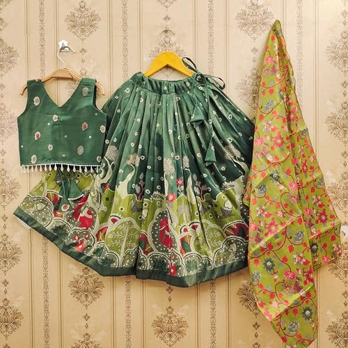 Image of Girls Simar Soft Silk New Traditional Printed Readymade Lehenga Choli -Ethnic Wear Wedding Outfits (Suitable For Girls 2 To 8 Year)