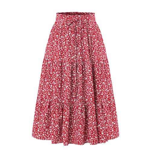 Ladies' High Waist Skirt Elastic Waist in Spring Summer and Autumn Leisure Stitching Pleated Beach Skirt