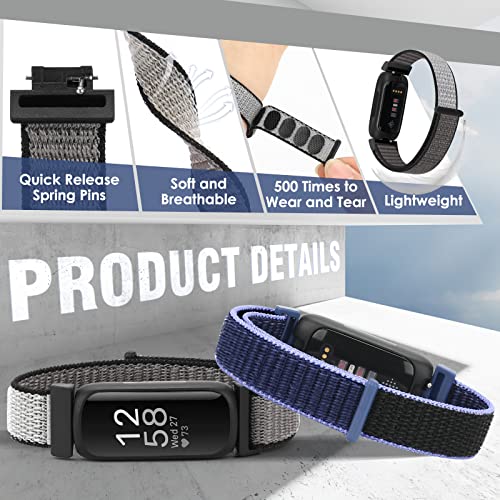 Nylon Sport Loop Straps Compatible with Fitbit Inspire 3/Inspire 2/Inspire HR/Inspire/Fitbit Ace 3/Ace 2 for Women Men Kids Soft Nylon Band Breathable Comfortable Replacement Wristband Straps - Image 3
