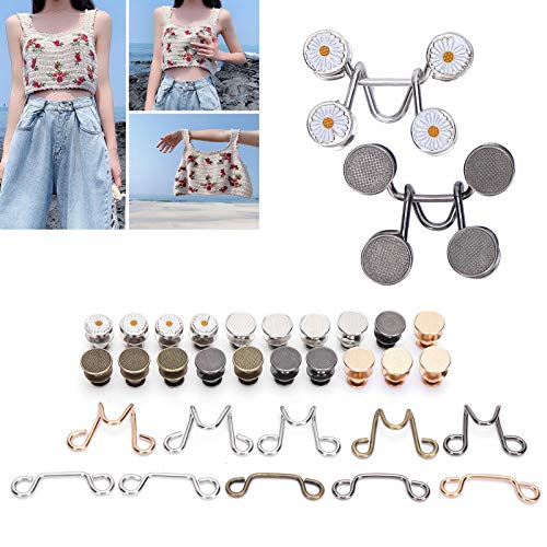 Pssopp Adjustable Waist Buckle Extender Set Jeans Extender Nail-Free Waist Buckles Set Adjustable Waist Buckle Extender for Jeans Pants Skirt Supplies - Image 2