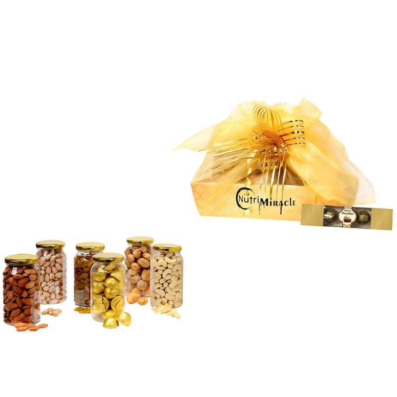 Image of NUTRI MIRACLE Raksha Bandhan Dry Fruits and Chocolate Gift Box | Festive Treat | Rakhi Celebration Hamper | Gift Pack