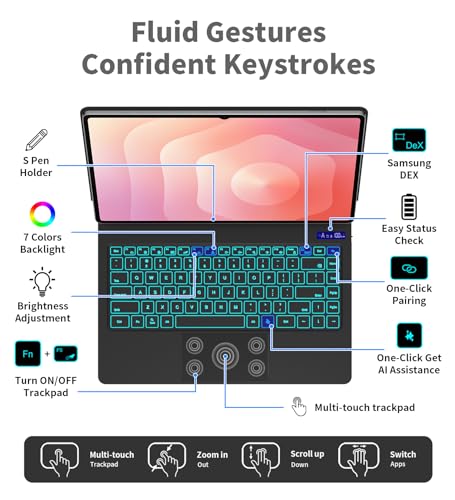Funda de teclado para Galaxy Tab S9 Ultra con voladizo flotante premium y soporte de S Pen 6