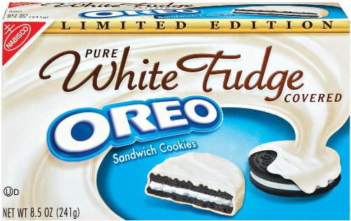Oreo White Fudge Covered Chocolate Sandwich Cookies, 8.5 Ounce Boxes (Pack of 6)