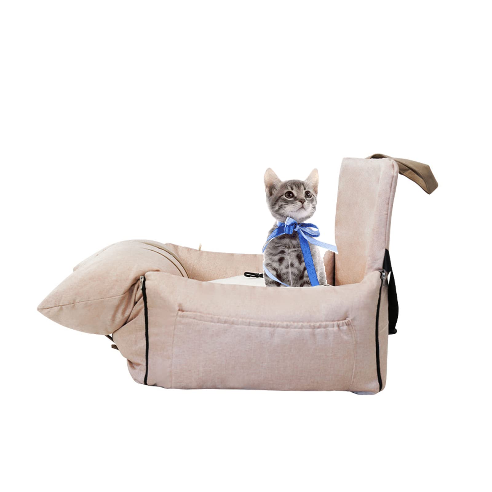 Asiento De Coche para Perro, Asiento Elevador para Cachorro, Portador De Coche De Viaje para Perro con 2 Correas Ajustables para Perro para Arnés De Perro con Cinturones