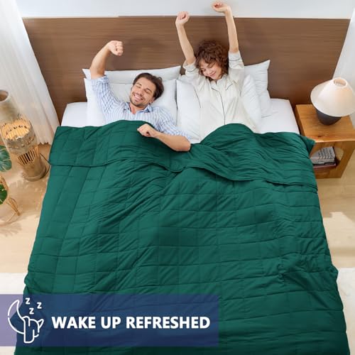 Image of King Size Weighted Blanket for Adults (30 lbs, 80 inch x 87 inch, Dark Green) Cooling Heavy Blanket for Sleeping Perfect for 290-310 lbs, Breathable Blanket for Adults & Couple All Season, Machine Washable