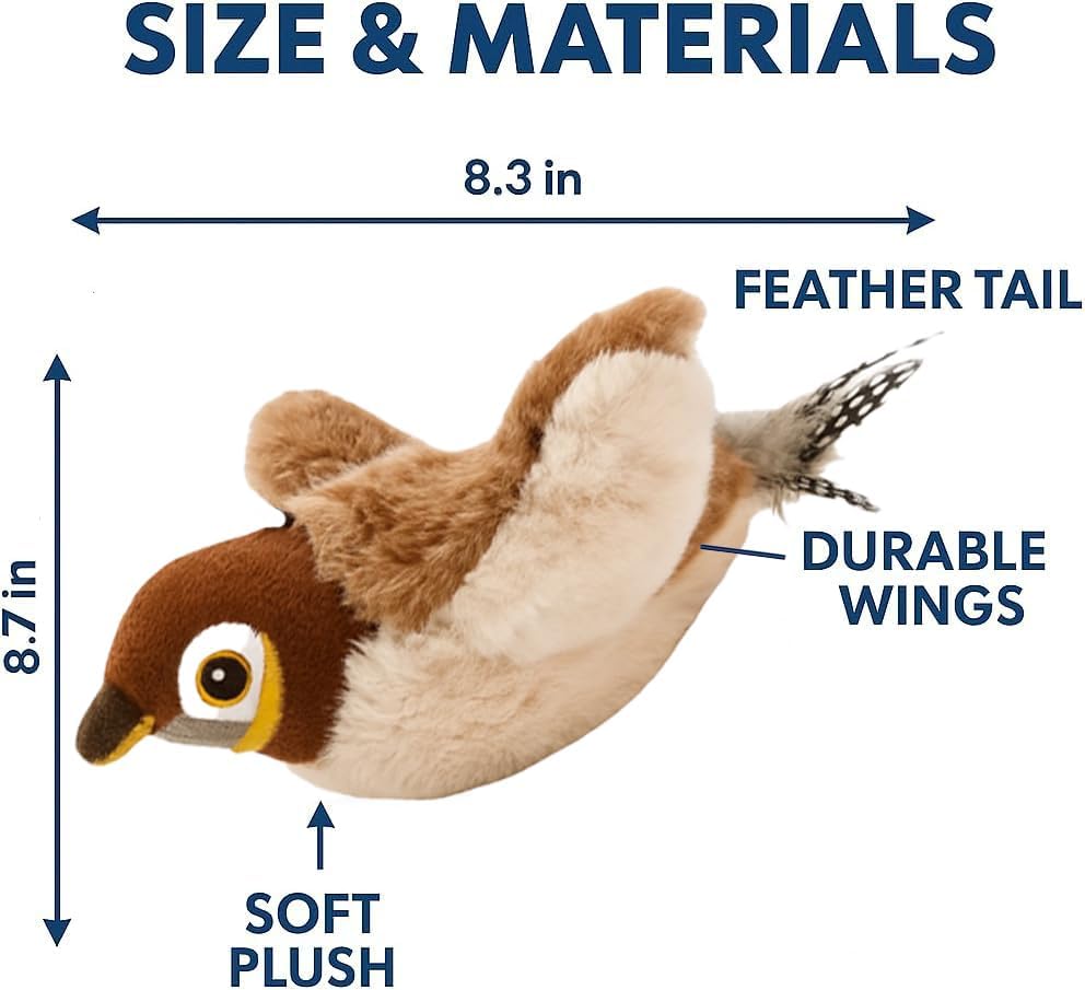 Miniatura 6 de Juguetes que no vuelan recargables, gorrión de pájaro sin volar, tweet de chirrido realista, juguete de gatito activado por el tacto, juguetes