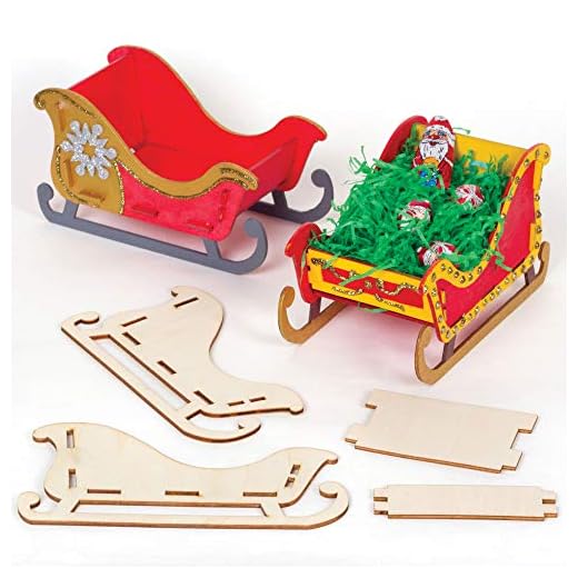 Baker Ross Kits de traîneau en Bois (Paquet de 5) - Loisirs créatifs de Noël pour Enfants, AT286