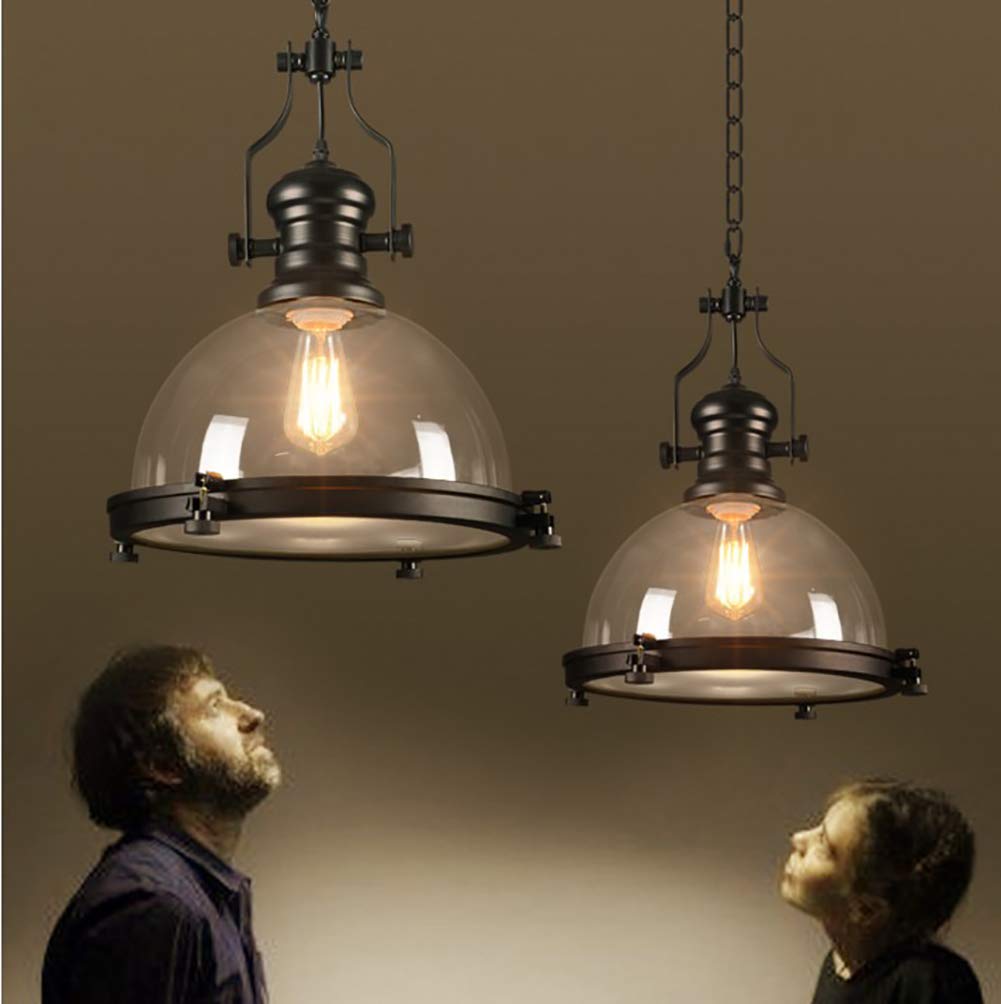 Lámpara De Cristal De Estilo Industrial Retro,Simple Individual-lámpara De Araña Con Cabeza,Luces Del Restaurante,Lámparas,Luces Del Restaurante,Luces De Bar,Luces De Cafetería,Luc-Negro. 30 * 37cm