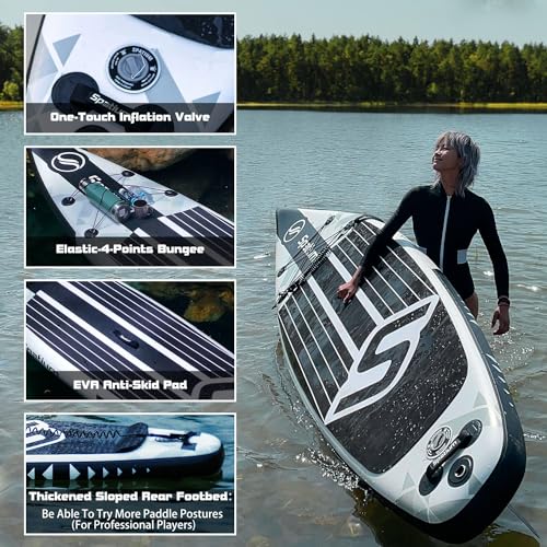 Spatium Pranchas infláveis de stand up paddle com acessórios premium incluindo mochila, barbatanas,