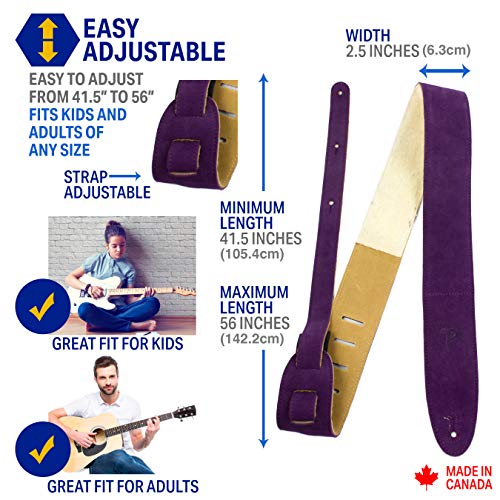 Perri’s Leathers Ltd. – Sangle de Guitare – Longueur Ajustable – Rembourrage en Peau de Mouton – Violet – Fabriquée au… - Les Beatles, Paul McCartney, John Lennon, RIngo Starr, George Harrison Perri's Leathers Ltd. - Sangle de Guitare - Longueur Ajustable - Rembourrage en Peau de Mouton - Violet - Fabriquée au… – Image 3