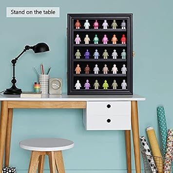 VERANI Minifigure Display Case - Building Block Toy Small Black | minifigures, miniatures, tiny figurines,Dual usage: wall hanging /tabletop placement,Clear transparent front panel