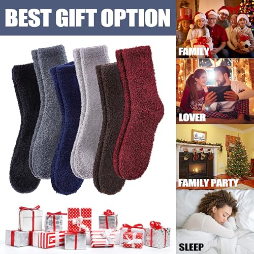 Image of CHOWISH Womens Fuzzy Slipper Socks Super Soft Microfiber Fluffy Cozy Winter Warm Fuzzy Crew Socks