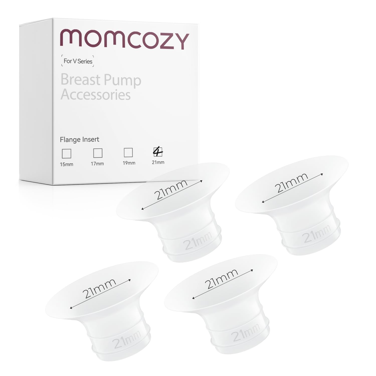 Momcozy Flange Insert 21mm Only for Momcozy V1 Pro/V2 Pro Breast Pump. Original V1 Pro/V2 Pro Breast Pump Replacement Accessories, 4PCS (21mm)