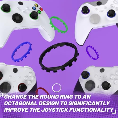 Image of Redesigned Replacement Octagonal Gated Sticks Accent Rings for Xbox Elite Series 2 Core, for Elite Series 2, for Xbox Elite, for eXtremeRate ASR Version Shell for Xbox Series X /S Controller - Black