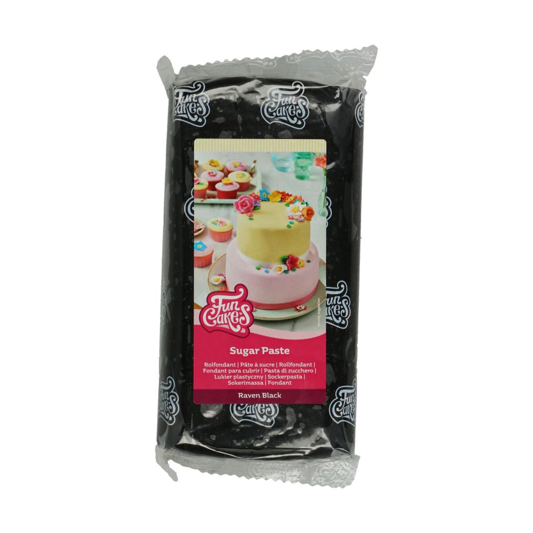 FunCakes Sugar Paste Raven Black, Easy to Use, Smooth, Flexible, Soft and Pliable, Perfect for Cake Decorating, Halal, Kosher and Gluten Free, 1 kg
