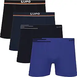 Kit 4 Cuecas Boxer Lupo Microfibra Poliamida Sem Costura Adulto Masculino