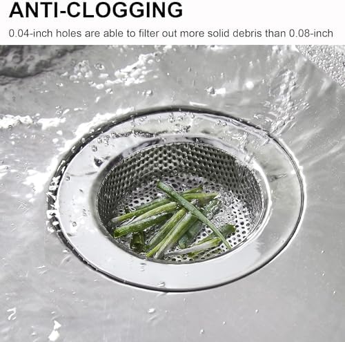 LASSHSWA Kitchen Sink Strainer, Kitchen Sink Drain Strainer Stainless Steel, Sink Strainers for Kitchen Sinks with Large Wide Rim 4.5" Diameter (2 PCS), Canada - 5