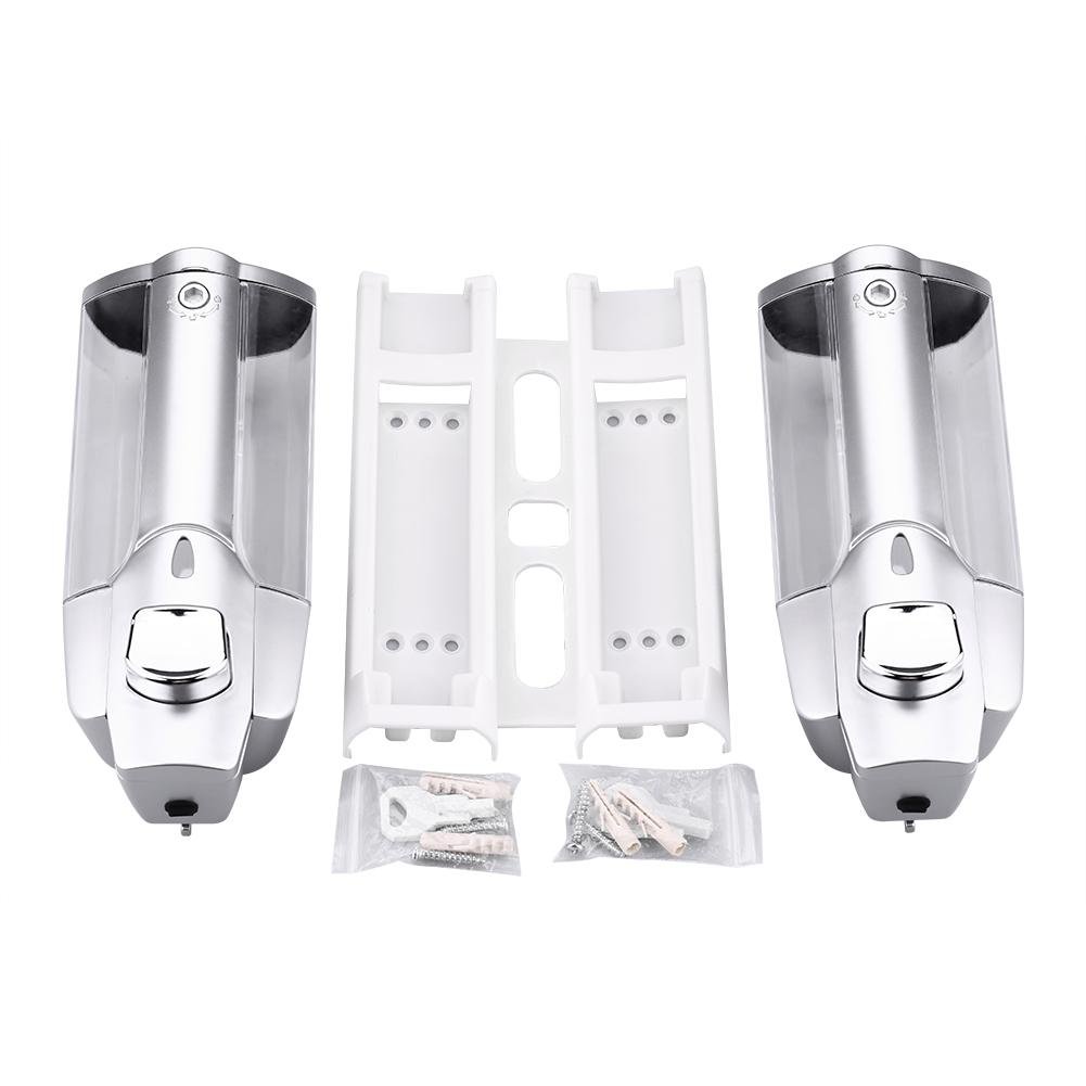 Dispenser Sapone Da Parete Doppio - 2x350 Ml, Per Bagno, Cucina, Hotel - Foto 5