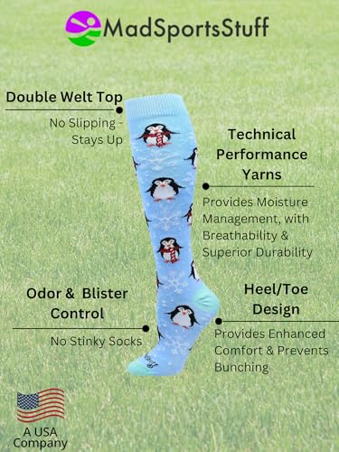 MadSportsStuff Snow Penguin Christmas Socks Over the Calf Length3