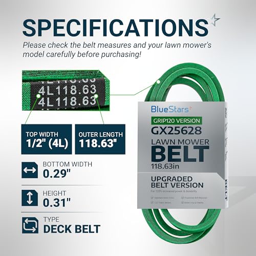 Image of [Upgraded Grip120] BlueStars GX25628 Deck Belt Aramid Cord 1 /2'' x 118.63''