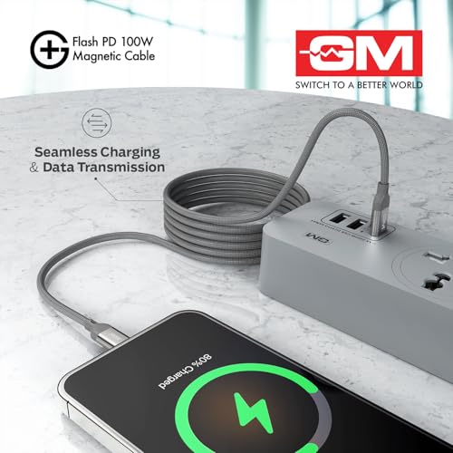 Image of GM G+ Flash PD 100W Grey Magnetic Cable | Type-C to Type-C |1.2M Length| Premium Braided Copper Wire | Durable & Wear-Resistant for Seamless Charging and Data Transmission