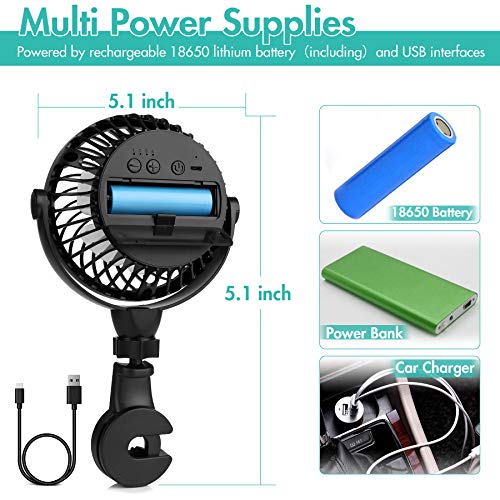 COMLIFE Baby Car Fan, 2200mAh Battery Powered Portable Car Air Circulator Fan, Powerful Quiet 4 Speed 360° Rotatable Backseat Car Fan for Sedan SUV RV, Must Have for Baby in Summer