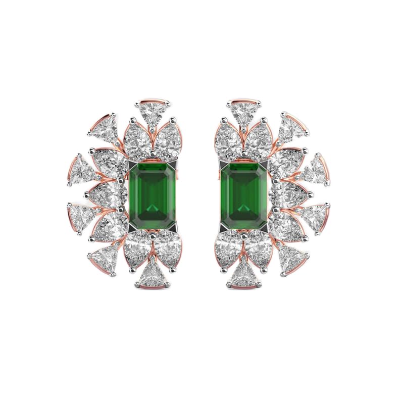 Clous d'oreilles argent 925 plaqué or 5.13 ct boucles d'oreilles pierres de forme mixte