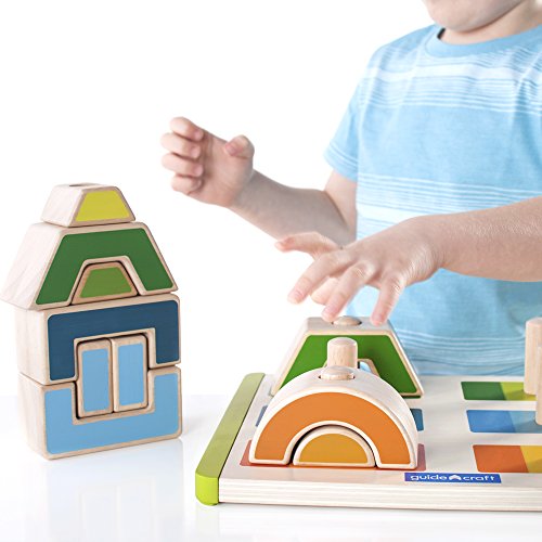 Guidecraft Mix And Match Stacks: Manipulative Toddler Toy, Creative Colorful Learning And Educational, Construction Building Toys Set For Kids - Stacking Blocks #TOP5