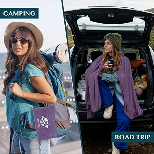 PAVILIA Soft Compact Travel Blanket and Pillow, Foldable Airplane Blanket in Bag, Lightweight Portable Flight Blanket Set with Luggage Strap, Camping Plane Car Home Office Gift Accessories, Purple - Image 5