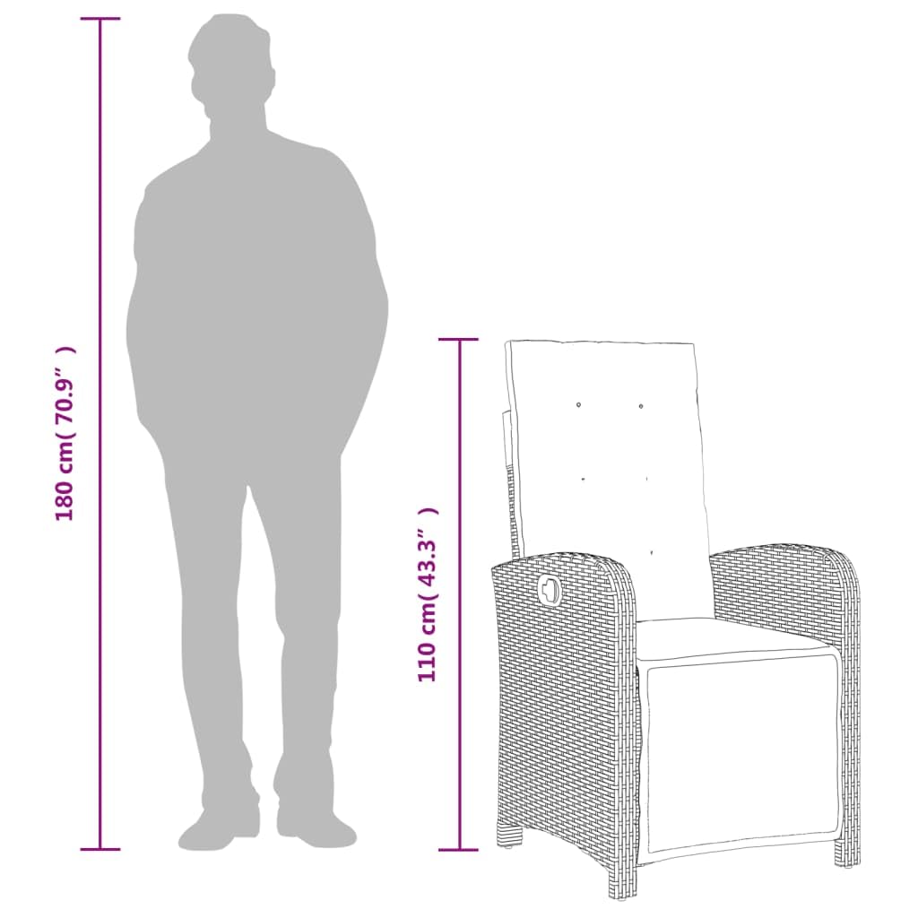 vidaXL Chaise inclinable de Jardin et Repose-Pied Gris résine tressée