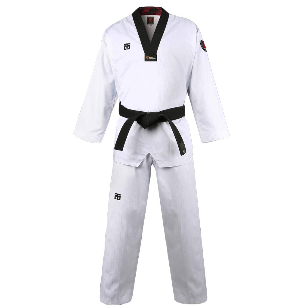 MOOTO Korea Taekwondo BS4.5 Basic Uniform WT Logo White BK V-Neck MMA Martial Arts Karate Demonstration Team Gym School