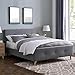 Lit scandinave 2 Personnes en Tissu Gris avec sommier 140 x 190 ZIKO