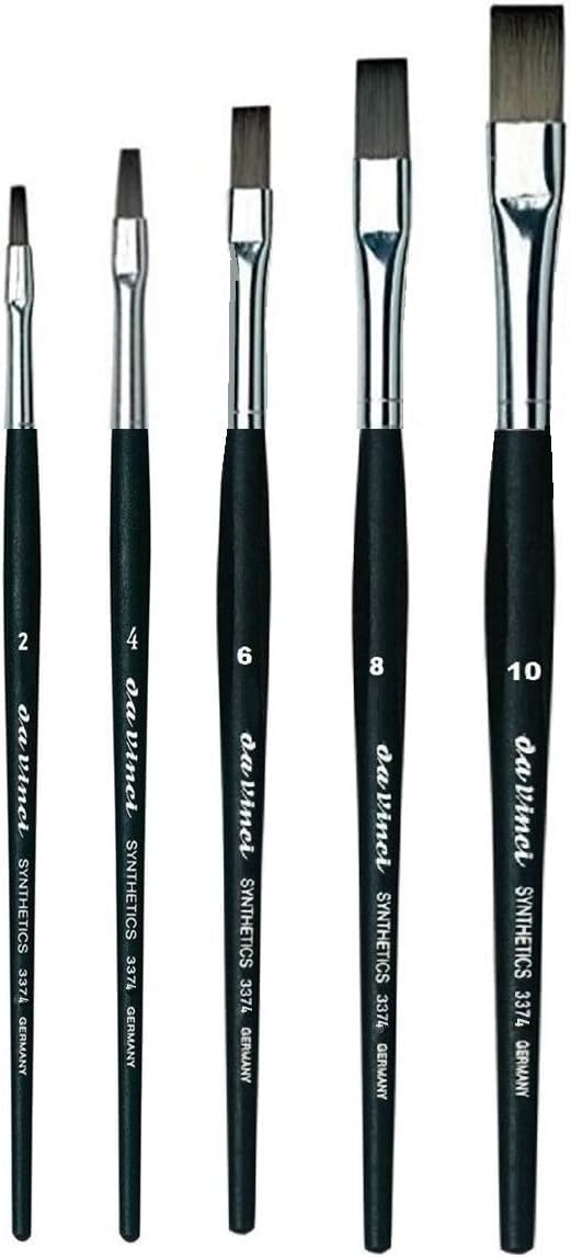 Da Vinci Serie 374. (3374), Set 5 pennelli piatti sintetici, 2,4,6,8,10