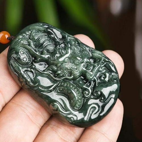 Collier jade birman naturel pendentif dragon zodiaque authentique