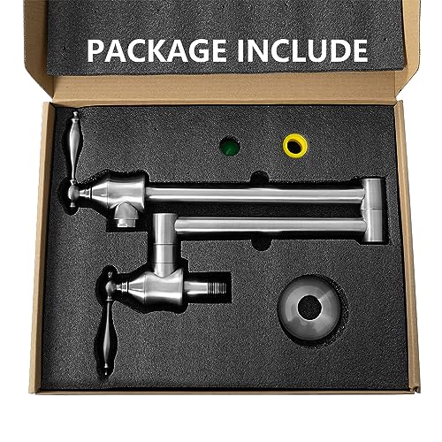 Ct Copper Tailor AF6232-5-BN Pot Filler Faucet Wall Mount Brushed Nickel, Ct Copper Tailor Brass Kitchen Sink Faucet Single Hole Two Handles Folding Stretchable Joints Swing Arm thumb #6