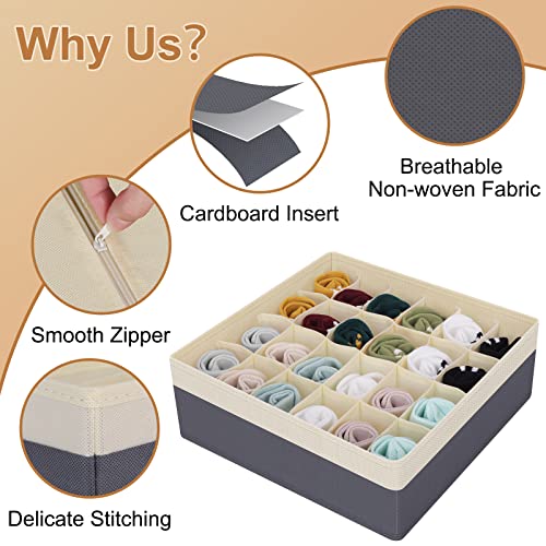 StorMiracle-Drawer-Organizer-Divider-Foldable-Closet-Storage-Organizer-Basket-and-Fabric-Organization-Bins-for-Clothes-Socks-Underwear-Bras-Ties-Accessories-4-Pcs-Beige-Dark-Grey