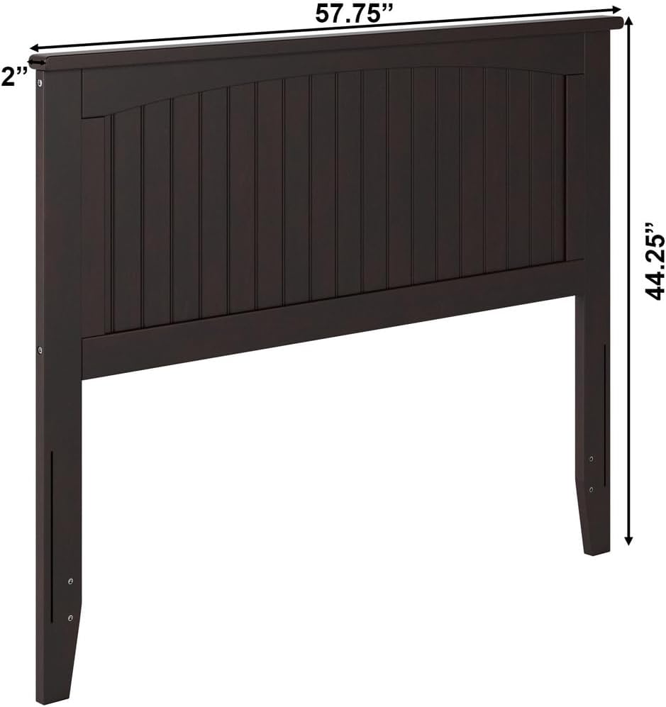 HomeStock Solid Wood Headboard with USB Charger - Coastal Bedroom Furniture Full/Espresso