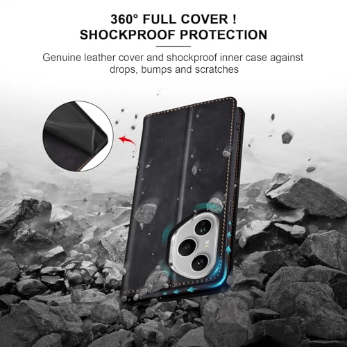 Image of Jasonyu Cover for Honor 400 Pro Flip PU Leather Case, Book Wallet Cover, Stand Function, Magnetic, Card Slots, TPU Bumper Case (Black)