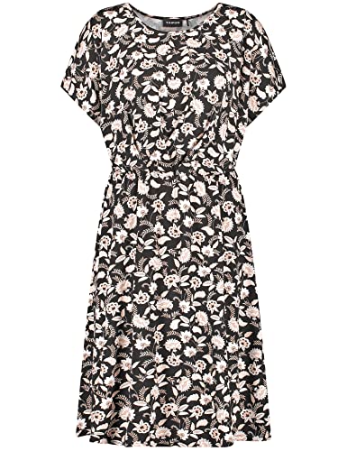 Taifun Damen Shirtkleid mit Floral-Print überschnittene Schultern, Kurzarm...