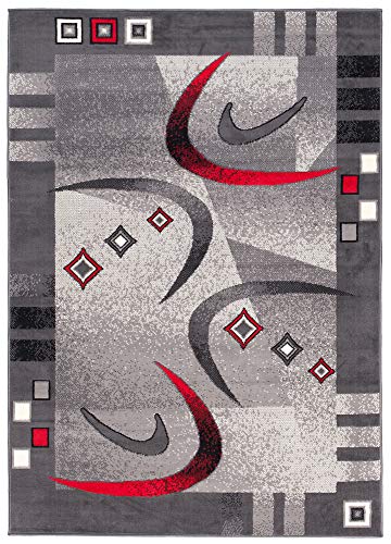 Tapis de bureau moderne design géométrique gris rouge haut de gamme - 3
