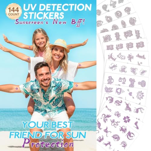 FeidyLong UV Detection Stickers for Sunscreen with SPF Sensing Technology Know When to Reapply Sunscreen 12 PCS 144 Patterns