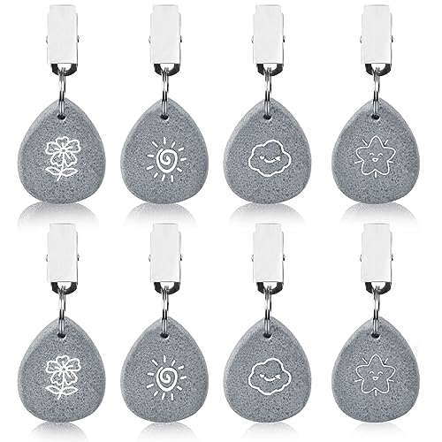 Zeuwets Marbre Naturel de Poids Nappe de Table Exterieur, 8 Pièces Acier Inoxydable Pince pour Nappe de Table, pour Intérieur ou Extérieur, Cuisine, Mariage, Fête, Pique-niques, Environ 240g, Gris