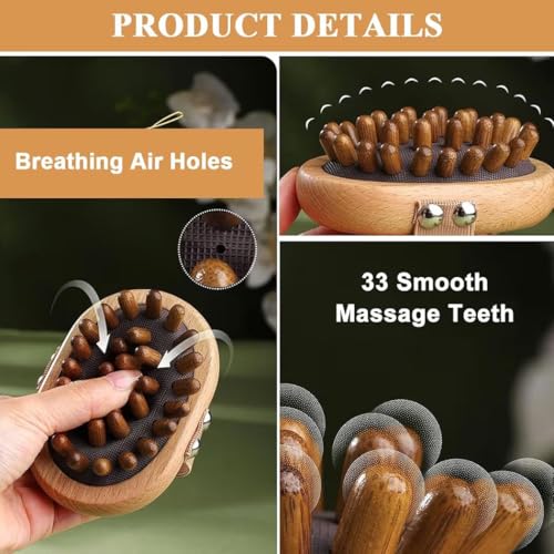 Image of 1Pcs, Wooden Body Massage Brush for Fascia Massage & Lymphatic Drainage, Handheld Meridian Acupoint Therapy Tool for Muscle Recovery, Pain Relief, Relaxation & Circulation Improvement.
