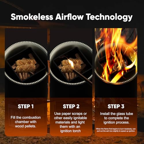 Image of Rayzi New Rocket Stove 55 Inch, Smokeless Wood Pellet Patio Heater, Wood Pellet Fire Pits for Outside, Portable Pellet Heater for Patio /Garden /Backyard /Outside Restaurant /Bonfire Party /Beach